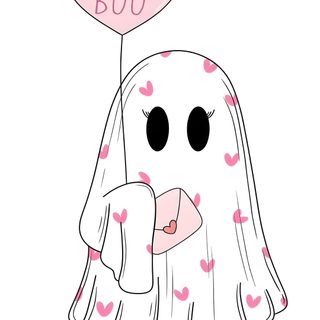 a ghost holding a heart shaped balloon with the words be my boo written on it Halloween Conversation Hearts Valentines Ghost, Ghost Valentines, Ghost Holding Heart Balloon, white