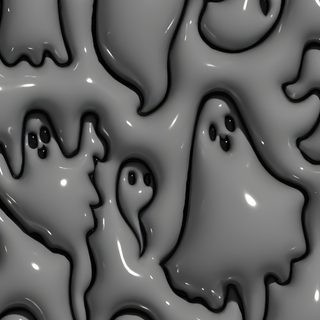 some black and white images with ghost faces on them in the middle of an abstract pattern Halloween Puffy Halloween Home, 3d Iphone, Grey Halloween, Iphone Halloween, dim gray