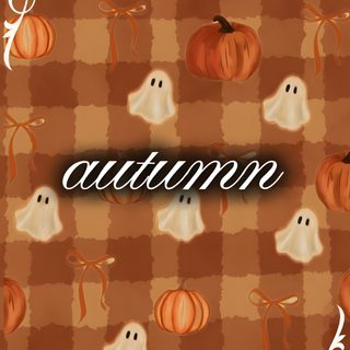 an autumn background with pumpkins and ghost heads on the checkered tablecloth, which reads autumn Autumn Halloween Iphone sienna