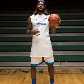 a man holding a basketball on top of a hard wood floor Halloween Nba Lebron James Maid Outfit, Lebron James Maid Dress, 2018 Lebron Pfp, dark slate gray