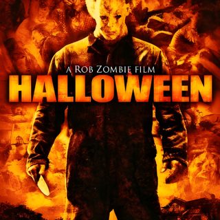 a movie poster for halloween with an image of a man standing in front of a fire Halloween 2007 Halloween 2007 Rob Zombie Poster, Rob Zombie Halloween Dvd, Rob Zombie Halloween Movie, maroon