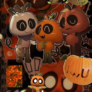 an image of halloween stickers with pumpkins and jack - o'- lanterns Dandys World Halloween Toons saddle brown