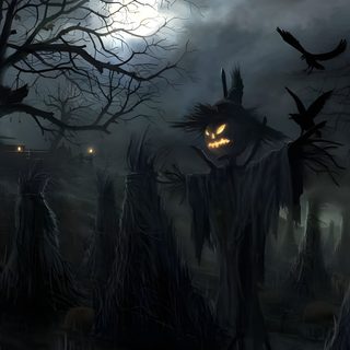an image of halloween scene with creepy trees High Resolution Vintage Halloween Halloween Målning, Scary, Image Halloween, Halloween Scarecrow, black