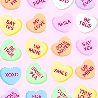 candy hearts with the words true love and be mine written on them in different colors Halloween Conversation Hearts Heart Sweets, Conversation Hearts Window Painting, Cartoon Candy Hearts, lavender blush