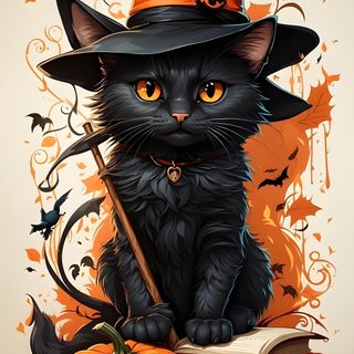a black cat wearing a witches hat and holding a broom Free Halloween Cat Cat Halloween, Black Cat Halloween, Halloween Cat Ideas, Halloween Cats, peru