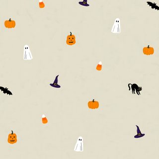 halloween wallpaper with pumpkins, ghost and black cats on grey background for kids'room Halloween Autumn Small Scale Small Halloween, Light Halloween, Halloween Background Insta, gainsboro