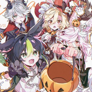 an image of some anime characters with pumpkins on their heads and witches around them Genshin Impact Halloween Halloween Art, Cute Cartoon, Arte Anime, Funny Cute, Cartoon, Cartoon Art, tan