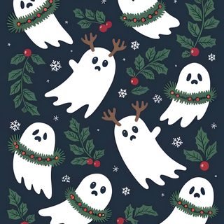 christmas ghost stickers on a black background Halloween Christmas Spooky Trees, Couple Activities, Christmas Phone, Romantic Places, dark slate gray