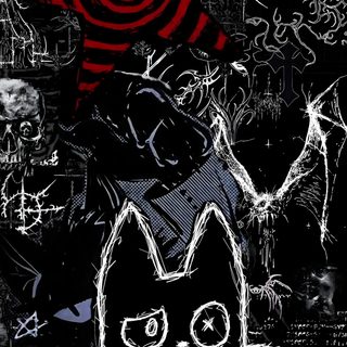 a black cat sitting on top of a table next to a red star and other items Lockscreen Grunge Edgy Aesthetic Halloween Emo, Goth, Desain Quilling, Gothic, Edgy, black