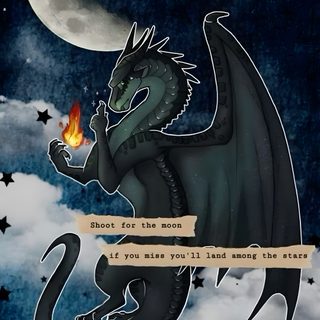 a dragon sitting on top of a cloud next to a full moon with a message written below it Wings Of Fire Halloween Wings Of Fire Fanart, Wings Of Fire Nightwing, Wings Of Fire Halloween, dark slate gray