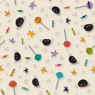 an image of space themed wallpaper with stars and planets on it's surface Halloween Fabric Candy Halloween Design Pearl Background, Spooky Candy, Trick Or Treat Bags, antique white