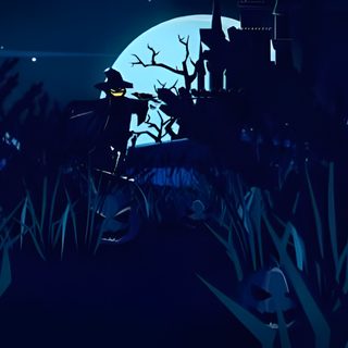 a full moon is seen in the night sky over some tall grass and trees with leaves Happy Halloween Gif Halloween Laptop Gif, Animated Discord Banner Halloween, Spooky Gif Background, black