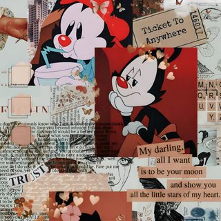 an altered collage with images of cartoon characters and words on it's side Halloween Animaniacs Tiny Toon Adventures, Animaniacs Hd, 90s Cartoon Aesthetic, Animaniacs 4k, rosy brown