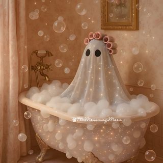 a bathtub filled with bubbles in a bathroom Halloween Bathroom Spooky Pics Aesthetic, Halloween Cute Aesthetic, Cute Ghosts Aesthetic, sienna