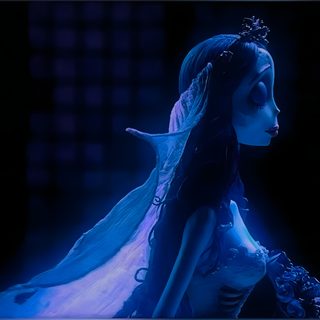 a woman with blue hair and makeup in the dark Halloween Corpse Bride Corpse Bride Backgrounds, The Corpse Bride Gif, Live Mac, Corpse Bride Clips, black