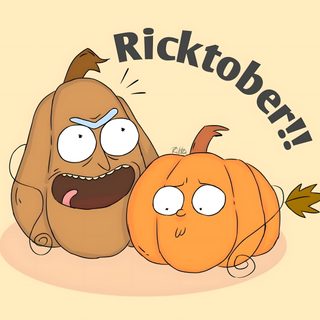 a cartoon character laying next to a pumpkin with the words ricktober on it Rick And Morty Halloween Rick And Morty Pumpkin Carving, Pumpkin Painting Ideas Rick And Morty, Morty Pumpkin Painting, bisque