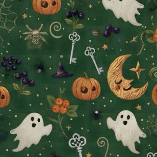 a green halloween themed background with pumpkins, caulders and other items on it Halloween Green Lock Screen, Juicy Couture, Halloween, Green, dark slate gray