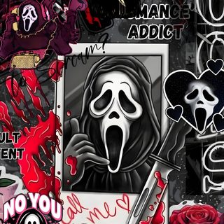 a bunch of stickers that are all over the place Y2k Halloween Scream Classic Horror Movies Posters, Halloween Iphone Backgrounds, Scary Movie Characters, dark slate gray