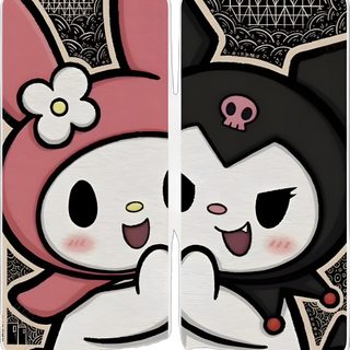 an image of two cartoon characters on the back of cell phone cases with skulls and flowers Matching Halloween For Best Friends Fondos De Mejores Amigas Mitad Y Mitad, For Two Best Friends, Aesthetic Matching For Best Friends, gainsboro
