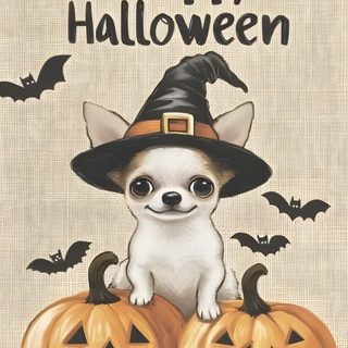 a chihuahua dog sitting on top of two pumpkins Halloween Chihuahua Halloween Fun, Happy Halloween, Halloween, tan