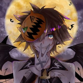 an anime character is standing in front of a full moon with bats around her head Sora Halloween Town 1920x1080 Sora Halloween Town Pfp, Vampire Sora, Sora Kingdom Hearts Halloween, dim gray