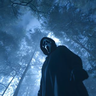 a person in a hooded suit holding a knife and standing in the woods at night Halloween Movie Themed Ghostface Pictures, Ghostface Iphone, Iphone Dark, dark slate gray