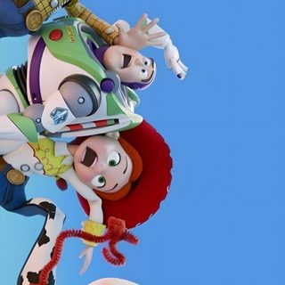 the characters from toy story are flying through the air Toy Story Halloween Toy Story Background, Toy Story 3 Images, Disney Toy Story, Toy Story 3, cornflower blue