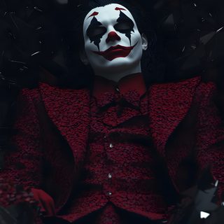the joker is laying down in some black and red foil paper with his face painted white Juvea Halloween 4k Hd 4k Joker, Joker 4k Ultra Hd Iphone Dark, Dark 4k Joker, Red Joker 4k, Joker Hd, black