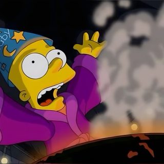 a cartoon character with a party hat on Simpsons Halloween Lisa Simpson Witch, The Simpsons Halloween, The Simpson Halloween, dim gray