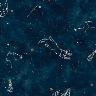 an image of the sky with stars and zodiac signs on it, as well as birds Hand Drawn Halloween Constellation Navy Constellation Aesthetic, Constellations Aesthetic, Blue Celestial Background,