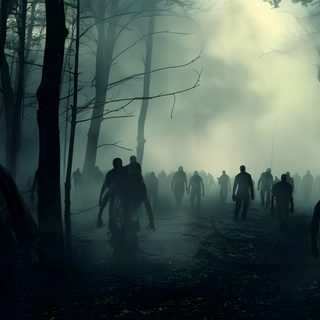 a group of zombies walking through the woods Halloween Zombie Zombie Hill Background Hd, Zombie Gif, Zombies 4k, Zombie Background, black