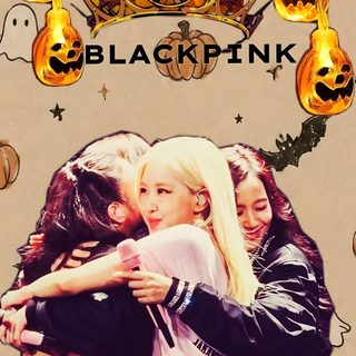 two girls hugging each other in front of halloween decorations Halloween Blackpink peru