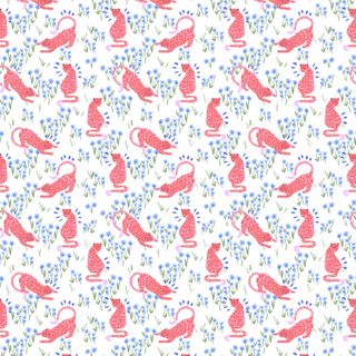 an image of a pattern with cats and flowers on the side, in pink and blue colors Roller Rabbit Halloween Aesthetic Iphone, Roller Rabbit, Phone Images, Preppy, Halloween, white