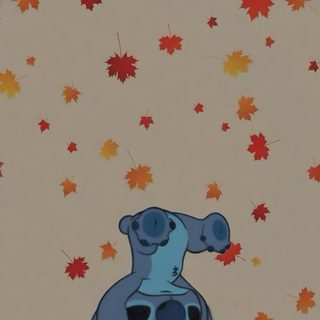 an elephant sitting on top of a pumpkin with falling leaves around it in the air Preppy Stitch Halloween Stitch Fall, Cute Fall Stitch, Stitch Thanksgiving, Thanksgiving Stich, gray