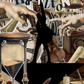 a collage of various items including an hourglass, clock and hand with writing on it Hamilton Halloween Musical, Hamilton, Hamilton Jokes, Hamilton Fanart, Hamilton Funny, dark olive green