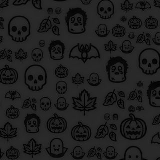 black and white halloween wallpaper with skulls, pumpkins and bats on it's dark background Halloween Boo - Anthracite Halloween Hexagon, Black Iphone Halloween, Black Halloween Iphone, dark slate gray