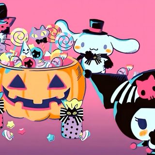 hello kitty halloween wallpaper with cats and pumpkins Cinnamoroll Halloween Laptop Hello Kitty Halloween, Halloween Desktop, Halloween Iphone Backgrounds, pale violet red