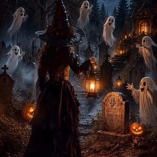 a group of people dressed up as witches and ghostes in the woods at night Gothic Halloween Witch Spooky Halloween Images, Horror Halloween, Witch Halloween, black