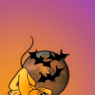 an image of a cartoon dog with bats on it's head and the moon in the background Pluto Halloween Goofy Halloween Background, Pinterest Disney Halloween, Pluto Disney, Pluto Iphone, indian red