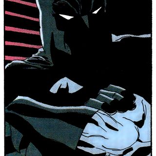 an image of batman in the dark with his hands on his chest and eyes open Batman The Long Halloween 2 Long Halloween, Batman Comics Art, Batman The Long Halloween Comic Art, black