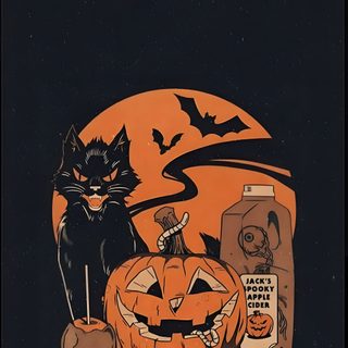a black cat sitting on top of a pumpkin Long Live Halloween Vintage Halloween Iphone, Vintage Lockscreen Halloween, Retro Spooky, black