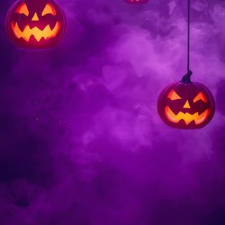 Halloween pumpkins glow ominously against a swirling purple smoky background creating a spooky and festive atmosphere perfect for holiday celebrations and themed events. These jackolanterns hanging fhalloween, pumpkin, spooky, scary, autumn, october, holiday, night, dark, purple, smoke, decoration, festive, celebration, season, party, evil, jackolantern, hanging, glowing, light, orange, creepy, fear Purple And Orange Halloween Background, Purple Halloween Wallpaper, Jack O Lantern, Halloween Backgrounds, Festival, Purple, Halloween Backgrounds Purple, Holiday Celebration, Halloween Halloween Purple And Orange Purple And Orange Halloween Background, Purple Halloween, Jack O Lantern, indigo