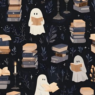 a bunch of books that are sitting on top of each other with ghost characters around them Iphone Halloween Book Spooky Fall Phone, Spooky Ipad, Cozy Spooky, Halloween Phone Backgrounds Fall, black
