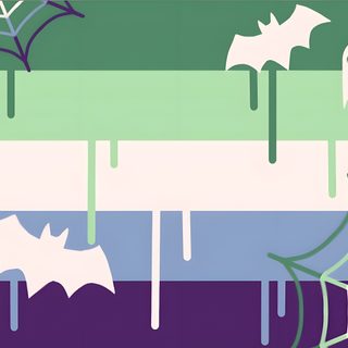a group of bats and spider webs hanging from the side of a striped wall Gay Halloween Mlm Flags, Halloween Pride Flag, Halloween Pride Flag Png, Mlm Flag Background, dark gray