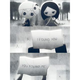 two cartoon characters holding signs with the words, i found you and you found me Missing Halloween Missing Halloween Personajes, Missing Halloween Matching Pfp, Missing Halloween, light gray