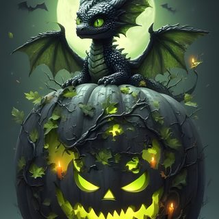 a dragon sitting on top of a pumpkin Halloween Dragon Dragon Halloween Images, Dragon On Pumpkin, Dragon Halloween, Bat Art, dark slate gray