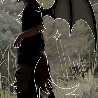 a man walking in the woods with a cat on his back and a bat over his head Therian Halloween Therian Foto, Therian Poses Drawing, Therian Art Style, Therian Shadow, dark olive green