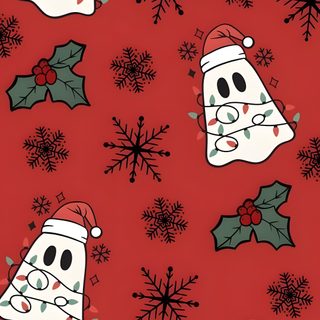 christmas bells and holly leaves on a red background Cute Halloween Christmas Christmas And Halloween, Christmas Halloween, Spooky Winter Phone, firebrick
