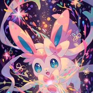 an image of a rabbit with stars in the background Halloween Sylveon Hd Kawaii Sylveon, Sylveon Cute Sylveon Pokemon, Sylveon Cute, Sylveon Christmas, dim gray