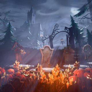 an animated halloween scene with lots of pumpkins in the foreground and people standing around Fortnite Halloween Halloween Background Fortnite, Fortnite Halloween Background, Fortnite Halloween Loading Screen, dark slate gray